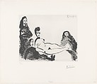 Jacqueline as Nude Maja, with Célestine and Two Musketeers, from 347 Suite, Pablo Picasso  Spanish, Sugar-lift aquatint