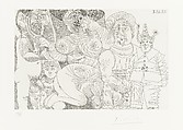 A Woman in a Hat with a Man in a Turban, Clown, Putto and Spectator, from 347 Suite, Pablo Picasso  Spanish, Etching