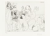 Young Nobleman with a Reiter and Two Female Nudes, from 347 Suite, Pablo Picasso  Spanish, Etching