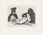 Célestine, Client, and Small Faceless Nude Maja, from 347 Suite, Pablo Picasso  Spanish, Sugar-lift aquatint