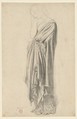 Study for the Figure of Stratonice, Jean Auguste Dominique Ingres (French, Montauban 1780–1867 Paris), Graphite, black chalk, and rubbed charcoal; some contours incised for transfer