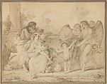 Rest on the Flight into Egypt, Jean Jacques Lagrenée  French, Brush and brown wash over black chalk