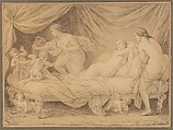 Les Grâces lutinées par les amours, Louis Lagrenée French, Pen and brown ink, brush and brown wash, over traces of black chalk