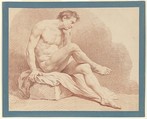 Seated Male Nude, Louis Lagrenée French, Red chalk