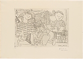Françoise, Claude, Paloma: Reading and Playing I, Pablo Picasso  Spanish, Etching