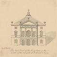 Elevation of Back Façade of the Kings House, Richmond, Surrey, Augustus Heckel (German (active Britain), Augsburg 1690–1770 Richmond), Pen and black ink, brush and gray wash