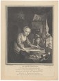 Young Woman Chopping Onions, Louis Surugue French, Engraving