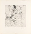Itinerant Players with Owl and Jester Embracing a Woman, from 347 Suite, Pablo Picasso  Spanish, Etching and drypoint