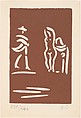 Cèlestine with a Woman and a Cavalier on Foot, Pablo Picasso  Spanish, Linoleum cut