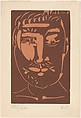 Head of a Man with a Mustache, Pablo Picasso  Spanish, Linoleum cut