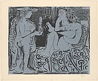 Two Women with a Vase of Flowers, Pablo Picasso  Spanish, Linoleum cut
