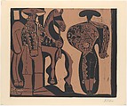Picador and Torero Awaiting the Parade of the Quadrille, Pablo Picasso  Spanish, Linoleum cut