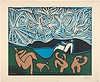 Bacchanal with Kid and Spectator, Pablo Picasso  Spanish, Linoleum cut