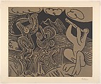 Bacchanal: Flutist and Dancers with Cymbals, Pablo Picasso Spanish, Linoleum cut