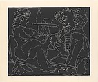 Painter Sketching and Nude Model in a Hat, Pablo Picasso  Spanish, Linoleum cut