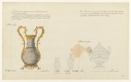 Design for Four Vases, Anonymous, French, 18th century, Pen and brown ink, watercolor, and black chalk