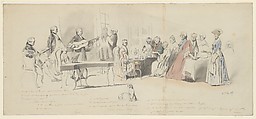 Tea Party at the Prince de Conti's, Henry-Bonaventure Monnier  French, Pen and black ink, brush and gray wash, watercolor, over graphite