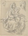 Seated Woman with a Child on her Lap (Study for a Mystic Marriage of St. Catherine of Alexandria), Etienne Parrocel  French, Black chalk heightened with white