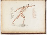 Anatomie du gladiateur combattant applicable aux beaux arts, ou Traité des os, des muscles, du mécanisme de mouvemens, de proportions et des caractères du corps humain (Anatomy of the Fighting Gladiator), Paris (Salvage), 1812, Written and illustrated and published by Jean-Galbert Salvage (French, 1770–1813), Folio volume (74 pp.) illustrated with 22 engravings printed in black and red ink; bound in red boards; red leather spine with gold-stamped ornament