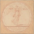 Design for medal commemorating the capture of Port Mahon, Edme Bouchardon (French, Chaumont 1698–1762 Paris), Red chalk; red chalk wash surrounding design