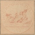 Design for a Token: Galères, 1740, Edme Bouchardon (French, Chaumont 1698–1762 Paris), Red chalk; red chalk wash surrounding design.