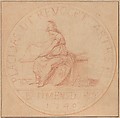 Design for a Medal: Bâtiments du Roy, 1740, Edme Bouchardon (French, Chaumont 1698–1762 Paris), Red chalk; red chalk wash surrounding design