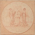 Design for a Medal, Edme Bouchardon (French, Chaumont 1698–1762 Paris), Red chalk; red chalk wash surrounding design