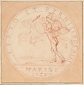 Design for a Medal: Marine 1758, Edme Bouchardon (French, Chaumont 1698–1762 Paris), Red chalk; red chalk wash surrounding design