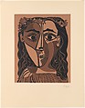 Small Head of a Woman with a Crown of Flowers, Pablo Picasso Spanish, Linoleum cut