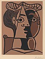 Seated Woman with a Chignon, Pablo Picasso  Spanish, Linoleum cut