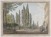 Villa Montalto Negroni, Giovanni Volpato  Italian, Etching, with watercolor and gouache