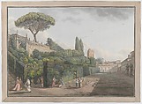 Garden of Palazzo Colonna, Giovanni Volpato  Italian, Etching, with watercolor and gouache