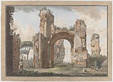 Interior of the Baths at Caracalla, Giovanni Volpato  Italian, Etching, with watercolor and gouache