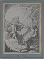 St. Anthony of Egypt Driving Away Devils, Grégoire Huret (French, Lyon 1606–1670 Paris), Black chalk, heightened with white, on gray prepared paper