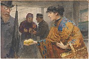 Woman in oriental dress selling lemons, Wilhelm Geissler  German, Watercolor and gouache
