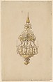 Design for a chandelier, Anonymous, French, 18th century French, Pen and gray ink with gray, yellow and brown wash