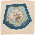Design for a Chair Seat Cover, Anonymous, French, 19th century  French, Pen and ink and watercolor