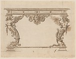 Design for a pier table, Anonymous, Italian, 18th century Italian, Pen and brown ink, brown wash