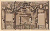 Elevation of a Royal Bedroom, Anonymous, French, 17th century French, Pen and brown ink with brown wash