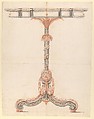 Design for a Silver and Gilt-Bronze Table with a Garland, Anonymous, French, 18th century, Pen and brown and black ink, black and red chalk, and graphite
