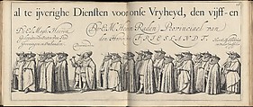 The Funeral Procession of Count Ernst Casimir, Stadtholder of Friesland and Groningen, that took place in Leeuwarden on January 3, 1633, Jan Herman (active Rome 1623–25; Leeuwarden 1634), Etching and engraving; twenty double-page plates and three double pages of letterpress text, bound in mottled calf gilt binding, covers panelled in gilt with central star design in gilt with turquoise and black morocco inlays.