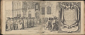 The Funeral Procession of Count Ernst Casimir, Stadtholder of Friesland and Groningen, that took place in Leeuwarden on January 3, 1633, Jan Herman (active Rome 1623–25; Leeuwarden 1634), Etching and engraving; twenty double-page plates and three double pages of letterpress text, bound in mottled calf gilt binding, covers panelled in gilt with central star design in gilt with turquoise and black morocco inlays.