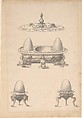 Design for Parade Egg Cups and Combined Egg Cup/Salt Cellar with Lid, Erasmus Hornick Netherlandish, Pen and ink, brush and wash