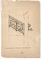 Elevation for a stairway and a second en suite drawing (unmatted): design for ironwork balustrade, Anonymous, French, 18th century, Pen and ink with gray and yellow wash
