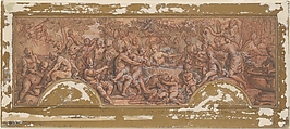 The Wedding Feast of Bacchus and Ariadne, Guy Louis Vernansal the Elder French, Pen and brown ink, brush and gray wash, heightened with white, over red chalk, on beige paper