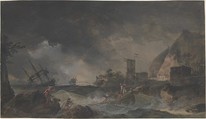Storm, Attributed to Joseph Vernet (French, Avignon 1714–1789 Paris), Gouache on gray paper