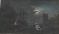 Moonlight, Attributed to Joseph Vernet (French, Avignon 1714–1789 Paris), Gouache