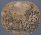Neptune and Amphitrite, Hans Ulrich Franck (German, Kaufbeuren ca. 1590/95–1675 Ausburg), Black chalk, traces of red chalk, pen and black ink and brown and gray wash, heightened with white