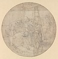 Christ at the Foot of the Cross, Mourned by Mary and John, Nicolaas Hogenberg  Netherlandish, Pen and brown ink and wash with traces of black chalk (recto); black chalk (verso)