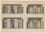 Longitudinal and Cross Sections of the Dining Rooms of the Hôtel de Montholon, Jean Jacques Lequeu French, Pen and black and gray ink, brush and gray and colored wash. Black border line.